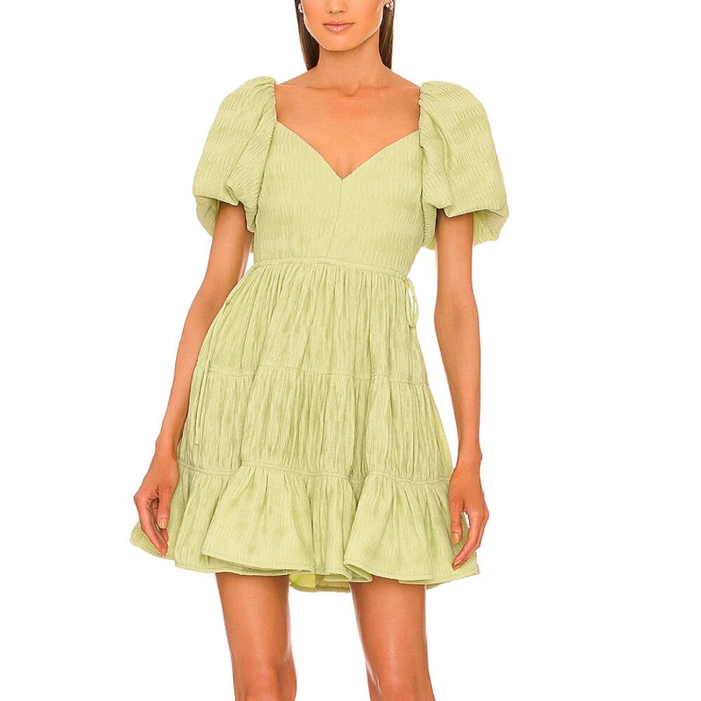 Jonathan Simkhai Cadence Textured Mini Dress in Pear Green Size 2